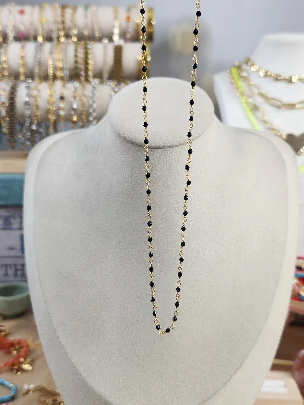 Delicate Gold Black Tourmaline Chain Necklace